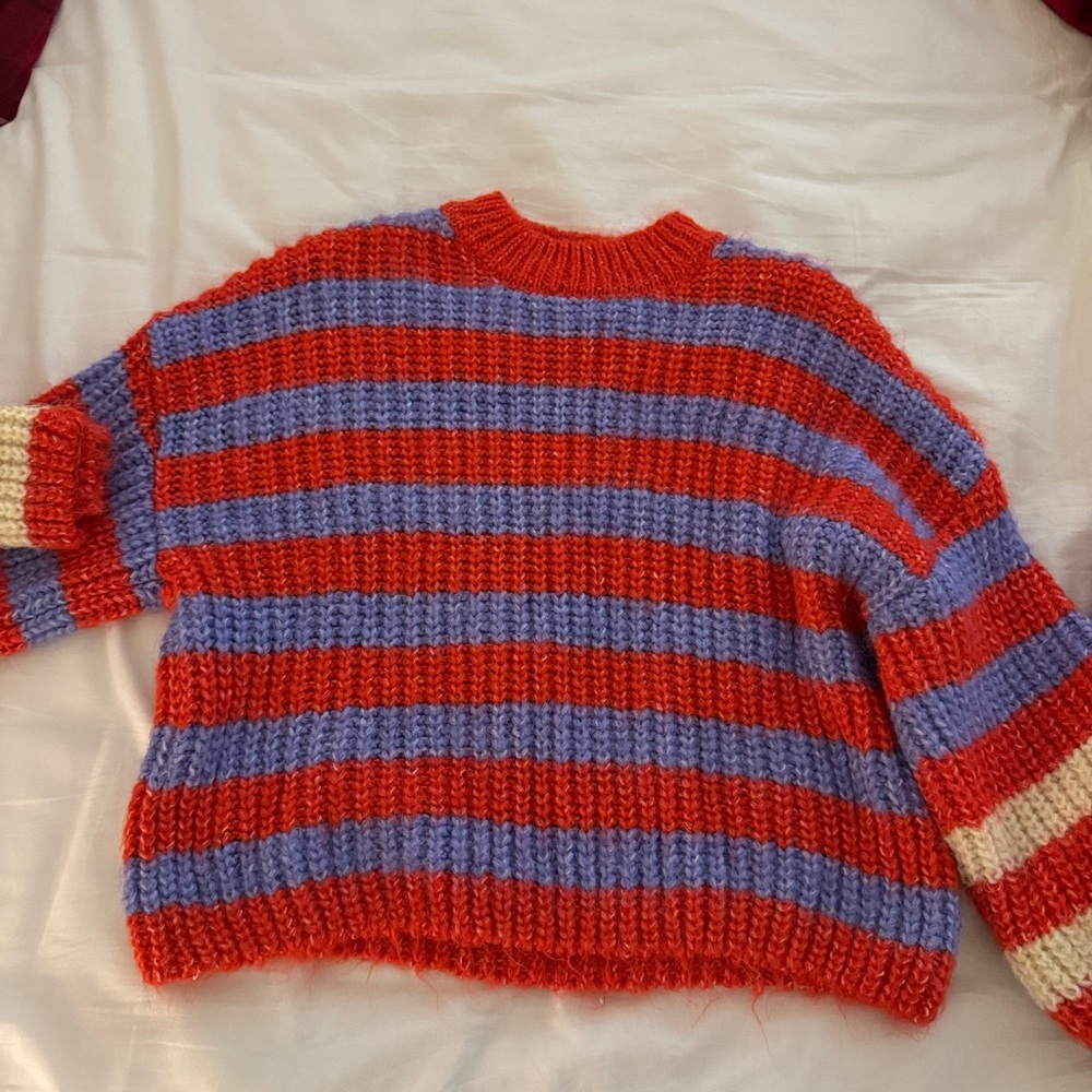 Zara Red and Purple Striped Sweater